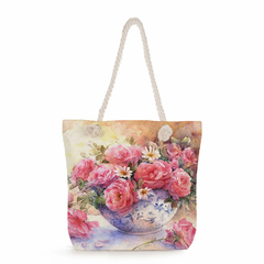 Moda bonito floral impressão bolsas casuais de alta capacidade das mulheres sac - comprar online