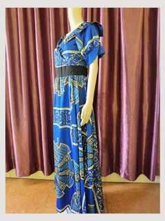 Vestido maxi estampado africano dashiki para mulheres, sexy decote em v, sem cos - loja online