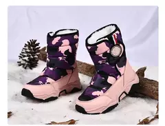 Inverno quente pele tornozelo botas crianças preto peludo sapatos meninas antid - loja online