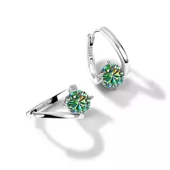 S925 Prata Moissanite Brincos para Mulheres, Pedra Multicolor, Charme Feminino, na internet