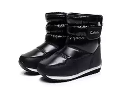 Botas de neve quente espessadas infantis, sapatos de cor sólida feminina, sapat