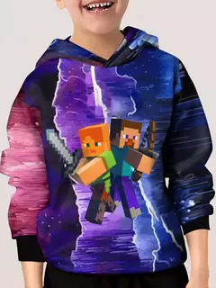 Cartoon Worker 3D Print Hoodie para crianças, pulôver casual com capuz, moleto