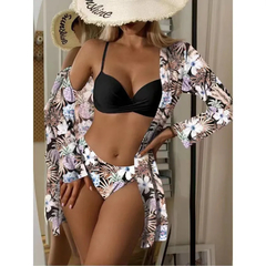 Choichic-sexy conjunto de três peças para as mulheres, maiô estampado floral, - comprar online