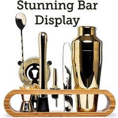 Cocktail Mixology Bartender Kit com elegante Bamboo Stand, Bar Tool Set, 10 pcs na internet