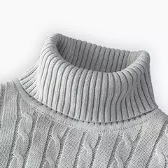 Suéter de malha de gola alta masculino, jumper quente, malha de lã, casual, ma - loja online