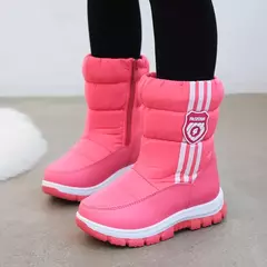 Inverno quente pele tornozelo botas crianças preto peludo sapatos meninas antid