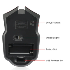 Imagem do Mouse óptico sem fio com receptor usb, 2 ghz, 1600dpi, 6 botões, para computad