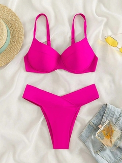 Imagem do Sexy Biquíni Push Up Swimwear Mulheres Rose Swimsuit 2023 Maiô Beachwear High