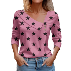 Blusa estampa floral de manga comprida feminina, blusa branca, camisas da moda, - loja online