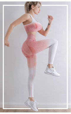 Gradient Yoga Set para Mulheres, Roupas Sem Costura, Sportswear, Fato De Treino