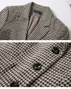 Casaco de lã Houndstooth Houndstooth para senhoras, blazer xadrez feminino, top - comprar online