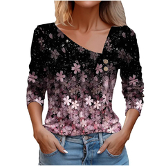 Blusa estampa floral de manga comprida feminina, blusa branca, camisas da moda, na internet