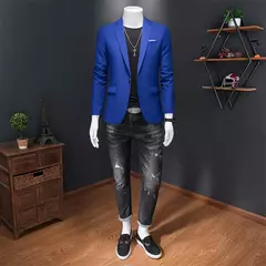 Blazer Casual de Negócios Masculino, Jaqueta Monocromática, Casacos Oversize, - comprar online