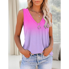 Imagem do Mulheres Tie Dye 3D Print Tank Tops, V-Neck Camisolas sem mangas, colete de ombr