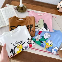 Mickey impresso t-shirt para menino e menina, top de manga curta, design bonito - loja online