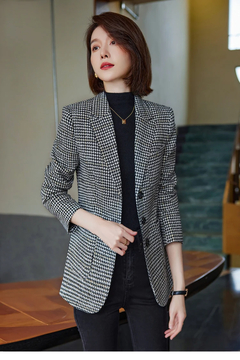 Casaco de lã Houndstooth Houndstooth para senhoras, blazer xadrez feminino, top - comprar online