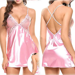 Sexy de renda camisola de cetim feminino, pijamas femininos, fantasias de babydo - comprar online