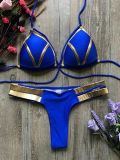 Conjunto de biquíni dourado feminino, maiô acolchoado sexy, roupa de banho pus - loja online