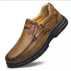 CLOHOO-Mocassins artesanais de couro para homens, sapatos artesanais, sola de bo