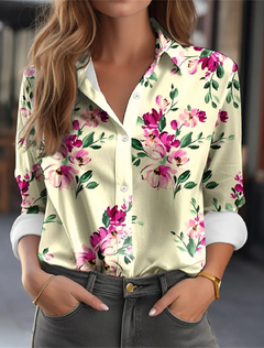 Elegante estampas de flores para mulheres, blusa feminina, roupas femininas, top - comprar online