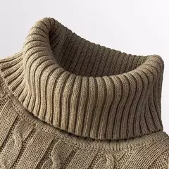 Suéter de malha de gola alta masculino, jumper quente, malha de lã, casual, ma