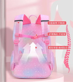 Mochila primária para meninas, colorida, impermeável, série arco-íris, mochi na internet