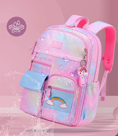 Mochila primária para meninas, colorida, impermeável, série arco-íris, mochi