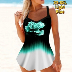 Sexy tankini feminino verão duas peças impressão de flores maiô feminino tie - comprar online