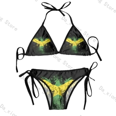 Biquíni tanga brasileira para as mulheres, roupas de praia, sexy, com bandeira, - Show Drop