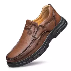 CLOHOO-Mocassins artesanais de couro para homens, sapatos artesanais, sola de bo