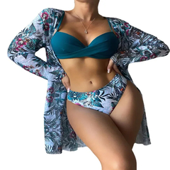 Choichic-sexy conjunto de três peças para as mulheres, maiô estampado floral, na internet