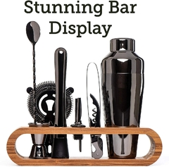 Cocktail Mixology Bartender Kit com elegante Bamboo Stand, Bar Tool Set, 10 pcs