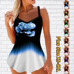 Sexy tankini feminino verão duas peças impressão de flores maiô feminino tie na internet