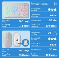 Teclado Ultra-Slim Portátil Sem Fio Bluetooth, Recarregável, Retroiluminado, T - Show Drop