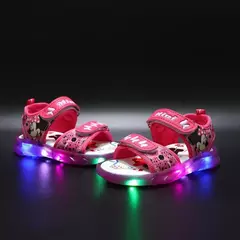 Sandálias casuais das meninas Mickey e Minnie LED Light, tênis brilho luminoso - comprar online