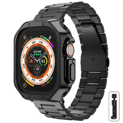 Banda de metal e capa TPU para Apple Watch, pulseira Ultra2, pulseira de aço in - loja online