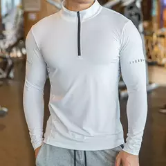 Camiseta esportiva de manga comprida masculina, roupa de ginástica camisa de co na internet