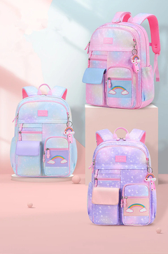 Imagem do Mochila primária para meninas, colorida, impermeável, série arco-íris, mochi