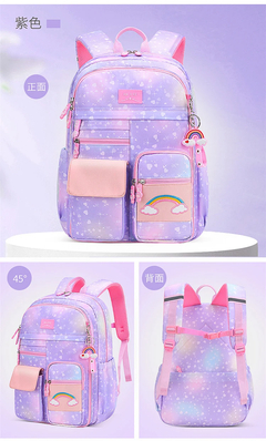 Imagem do Mochila primária para meninas, colorida, impermeável, série arco-íris, mochi