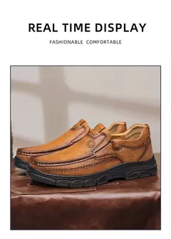 CLOHOO-Mocassins artesanais de couro para homens, sapatos artesanais, sola de bo na internet