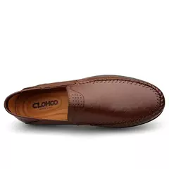 CLOHOO-Sapatos masculinos de couro genuíno, deslizamento casual no mocassim, co - comprar online