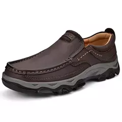 Mocassins casuais de couro genuíno para homens, tênis antiderrapante para cami - comprar online