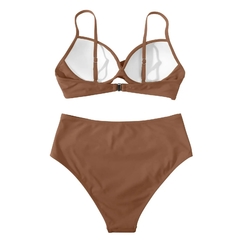 Biquínis vintage de cintura alta para mulheres, swimwear push up, maiô estampa