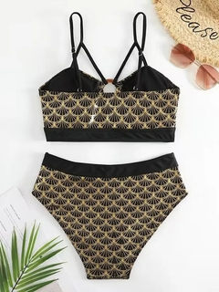 Biquíni feminino ponto metálico push-up, maiô sexy, moda praia de cintura alt - comprar online