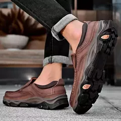 Mocassins casuais de couro genuíno para homens, tênis antiderrapante para cami - comprar online