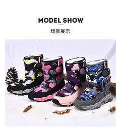 Inverno quente pele tornozelo botas crianças preto peludo sapatos meninas antid