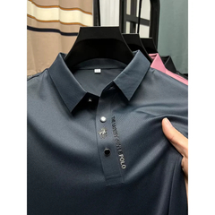 Polo monocromático de manga curta masculino, marca de alta qualidade, moda casu na internet