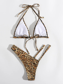 Leopardo halter tanga biquinis 2023 mulheres sexy triângulo maiô diamante banh - Show Drop