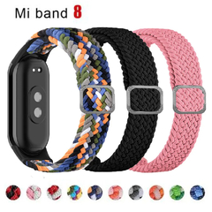 Cinta de nylon ajustável para xiaomi mi banda 8, pulseira trançada para relóg