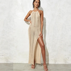 Sexy Beach Cover Up para senhoras, Crochet vestido branco Swimwear, Fato de banh - comprar online